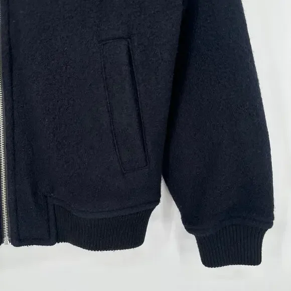 Aritzia Wilfred 100% Merino Wool Stable Bomber Jacket Full Zip Quilted Lined - Picture 7 of 14